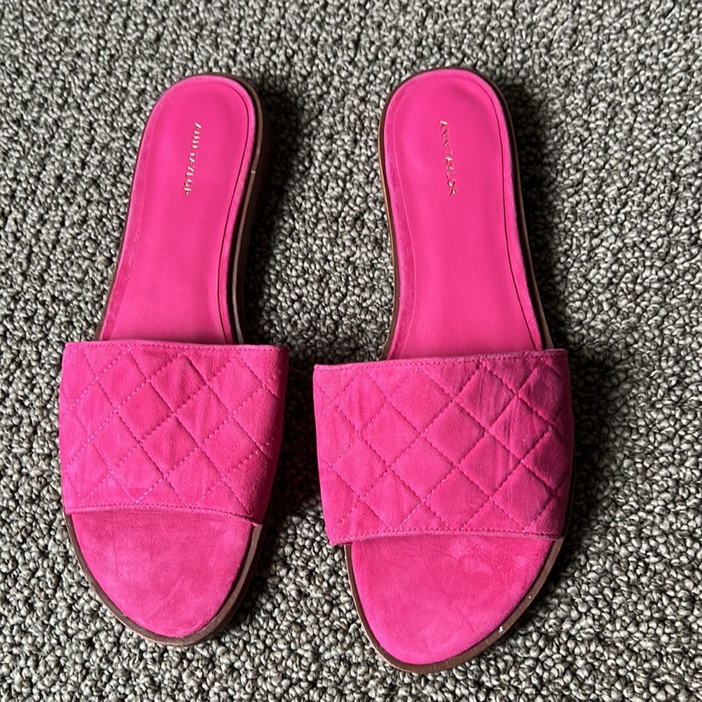 Ann Taylor Lyra Rose Suede Quilted Slide Sandal Size 11M - Picture 2 of 5